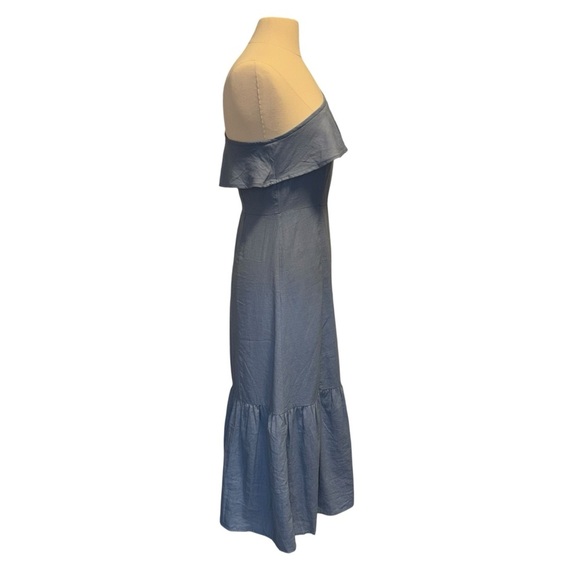 Lulus | One Shoulder Ruffle Midi Dress | Blue | Small - Picture 5 of 11